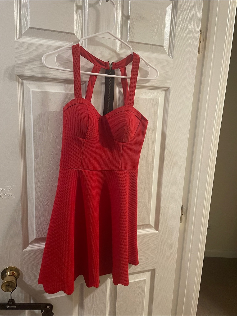 Material Girl Red Sweetheart Textured Fit-and-Flare Mini Dress